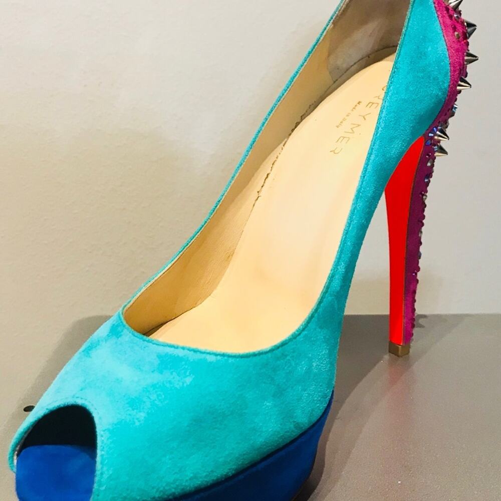 GreyMer Colorblock peeptoe pump Swarovski Crystals - Picture 4 of 7
